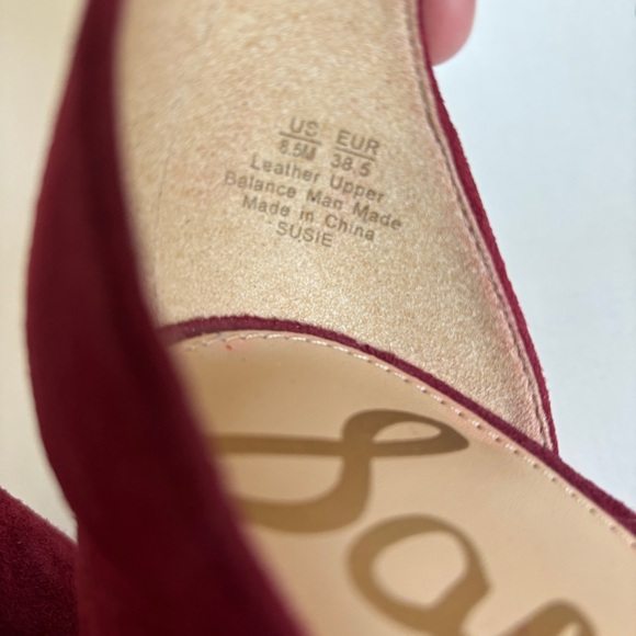 Sam Edelman Susie Red Suede Open Toe Ankle Strap Block Heels Sandals size 8.5 - Picture 5 of 10